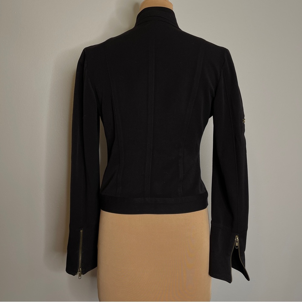 Walter Military Utility Jacket Size 4 S Funnel Neck Zip Front Stretch Statement - Picture 7 of 12
